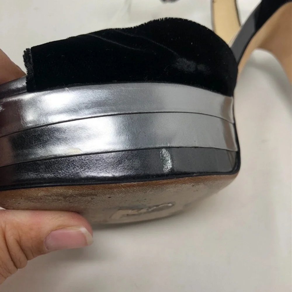 Jimmy Choo‎ Platform Velvet Ankle Strap Stiletto Heels Womens 38.5 8 Going Out
